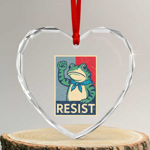 Frog Resist Heart Crystal Glass Ornament Portland Frog Raised Fist Poster Graphic TS11 Transparent Glass 3'' Heart Print Your Wear