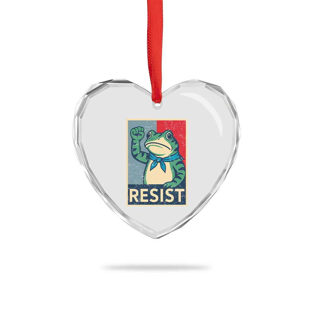 Frog Resist Heart Crystal Glass Ornament Portland Frog Raised Fist Poster Graphic TS11 Print Your Wear