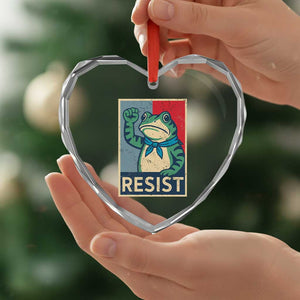 Frog Resist Heart Crystal Glass Ornament Portland Frog Raised Fist Poster Graphic TS11 Print Your Wear