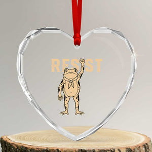 Frog Resist Heart Crystal Glass Ornament Raised Fist Protest Fighter Retro Graphic TS02 Transparent Glass 3'' Heart Print Your Wear