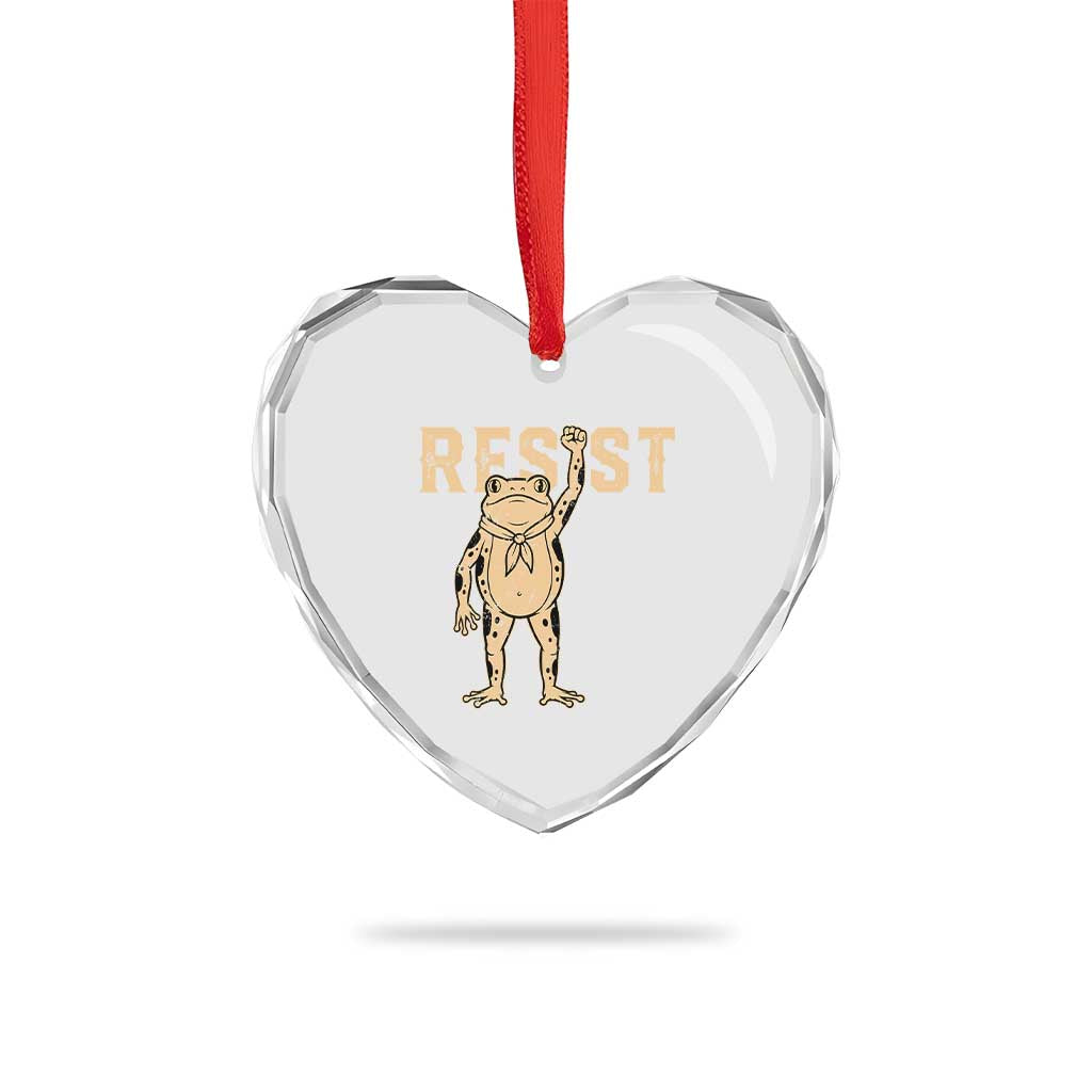 Frog Resist Heart Crystal Glass Ornament Raised Fist Protest Fighter Retro Graphic TS02 Print Your Wear