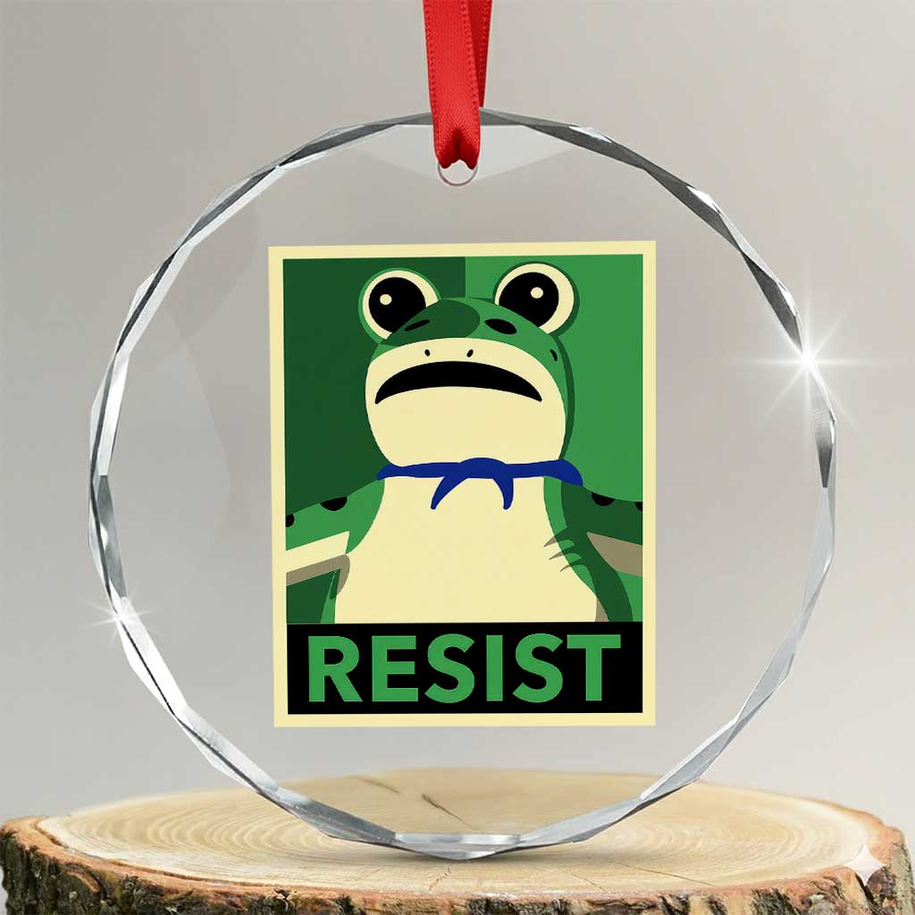 Frog Resist Poster Graphic Crystal Glass Ornament Portland Resistance Protest Minimalist TS02 Transparent Glass 3'' Circle Print Your Wear