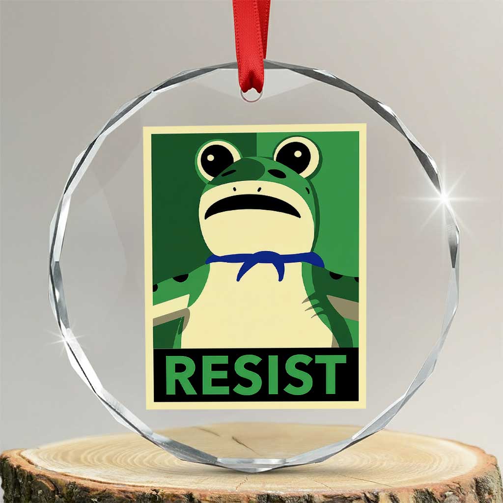 Frog Resist Poster Graphic Crystal Glass Ornament Portland Resistance Protest Minimalist - Print Your Wear