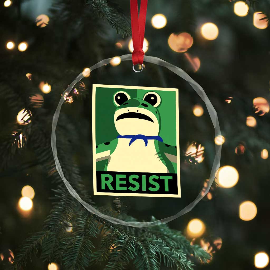 Frog Resist Poster Graphic Crystal Glass Ornament Portland Resistance Protest Minimalist TS02 Print Your Wear