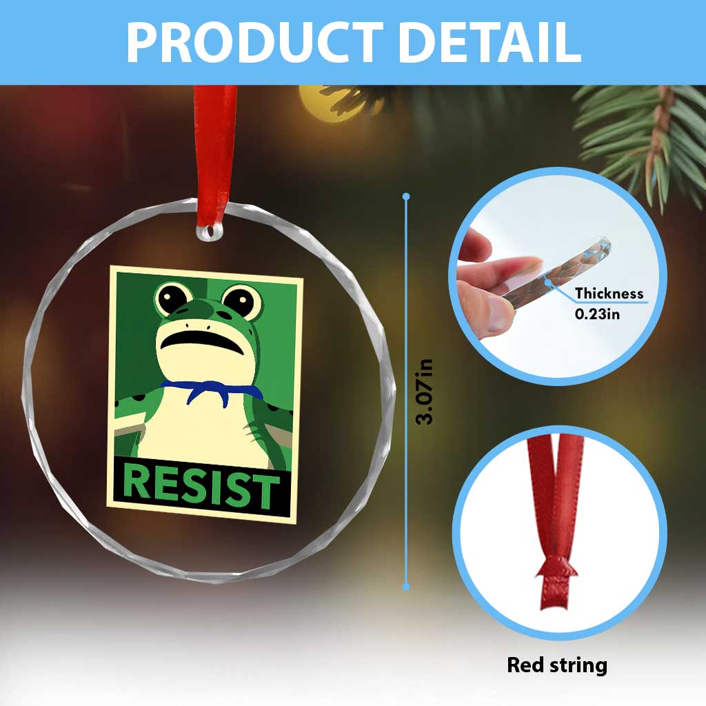 Frog Resist Poster Graphic Crystal Glass Ornament Portland Resistance Protest Minimalist TS02 Print Your Wear