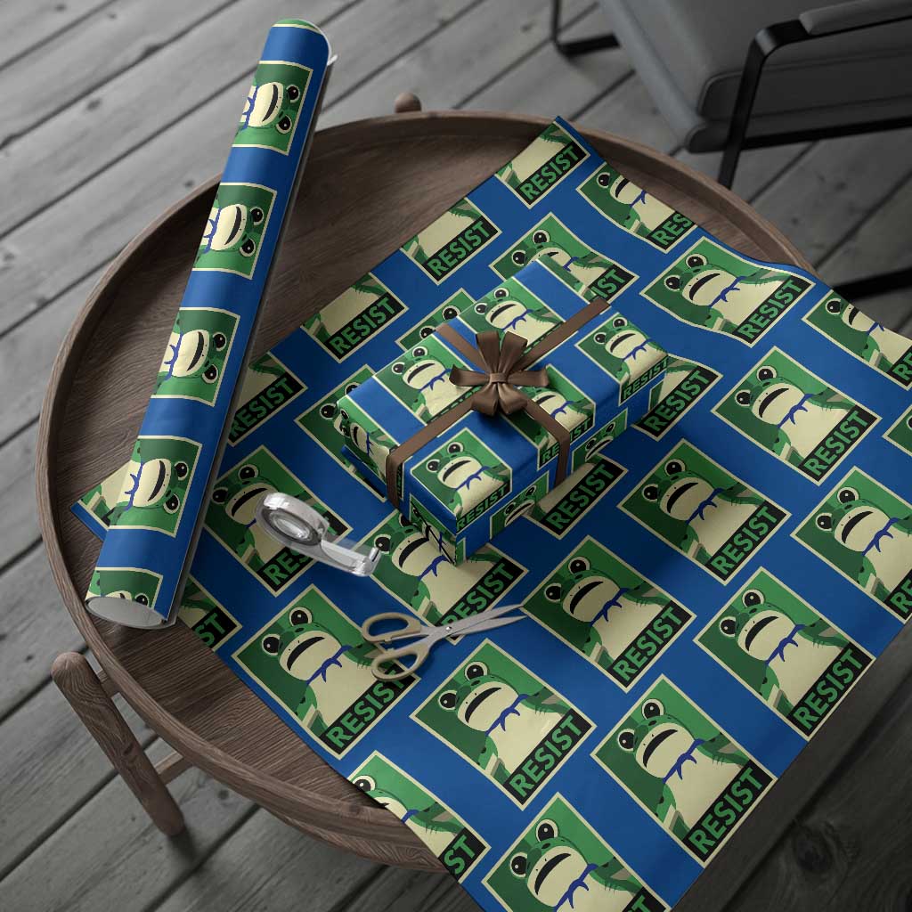 Frog Resist Poster Graphic Wrapping Paper Roll Portland Resistance Protest Minimalist TS02 Blue Print Your Wear