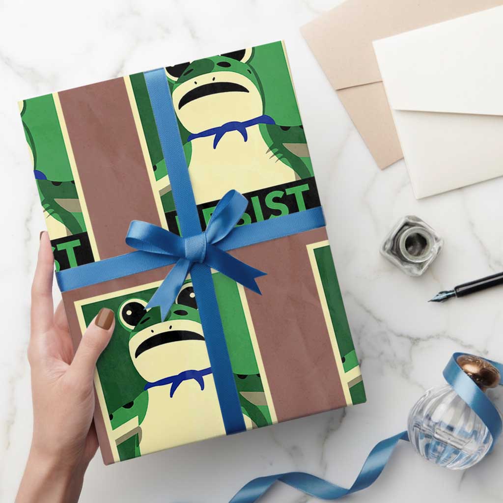 Frog Resist Poster Graphic Wrapping Paper Roll Portland Resistance Protest Minimalist TS02 Mocha Print Your Wear