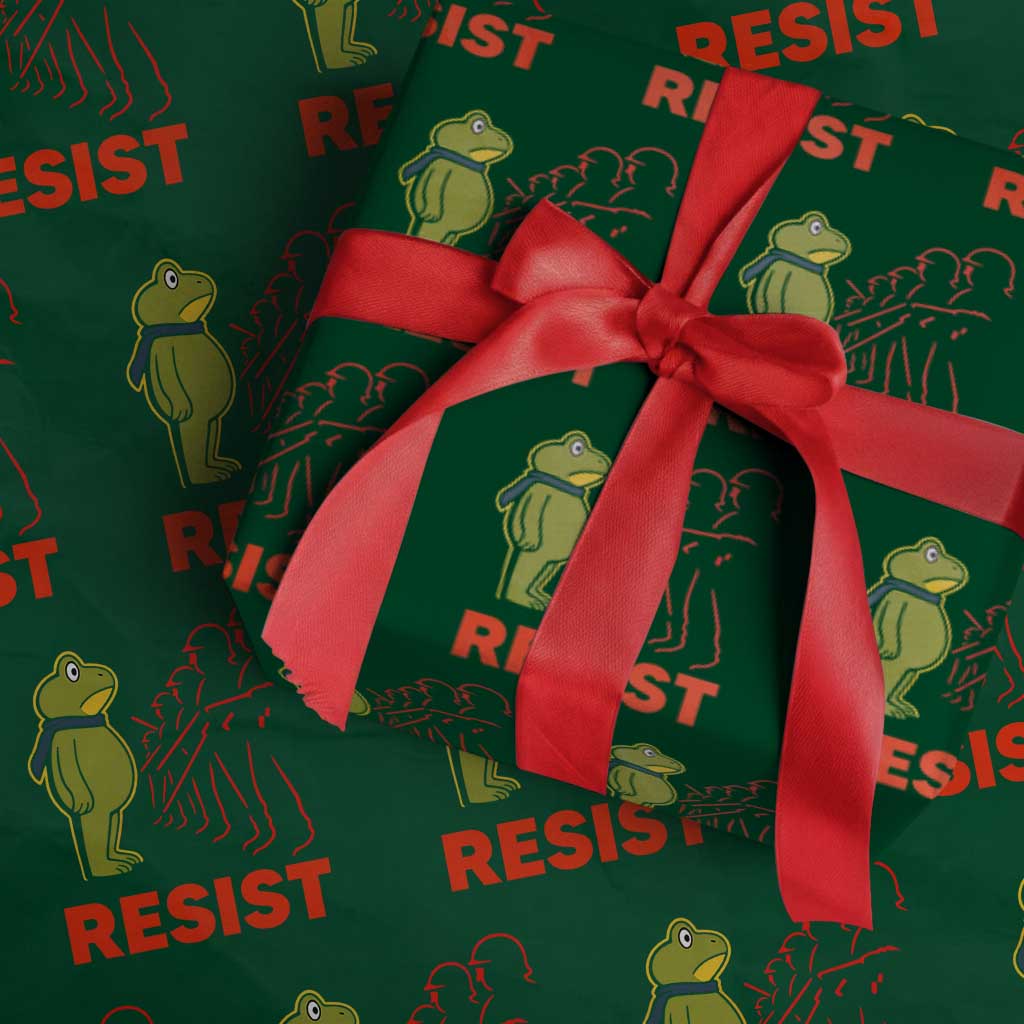 Frog Resist Wrapping Paper Roll Free Portland Political Satire TS02 Green Print Your Wear