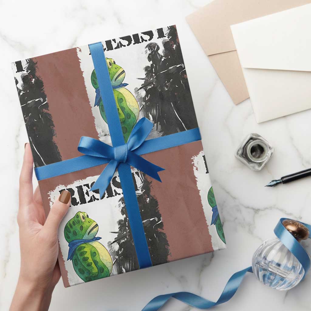 Frog Resist Wrapping Paper Roll Portland Frog Activist Protest City Art TS11 Mocha Print Your Wear