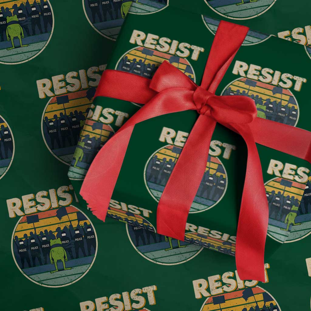 Frog Resist Wrapping Paper Roll Portland Frog Activist Protest Retro Sunset TS11 Green Print Your Wear