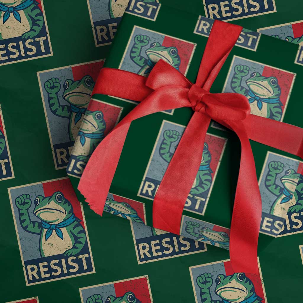 Frog Resist Wrapping Paper Roll Portland Frog Raised Fist Poster Graphic TS11 Green Print Your Wear