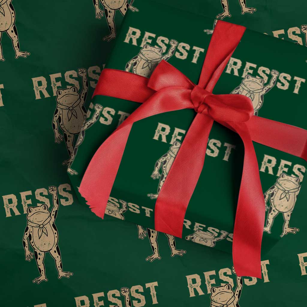 Frog Resist Wrapping Paper Roll Raised Fist Protest Fighter Retro Graphic TS02 Green Print Your Wear