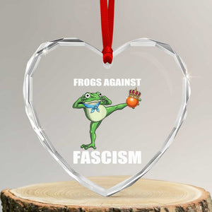 Frogs Against Fascism Heart Crystal Glass Ornament No Fascist No Kings Funny Portland Frog Protest TS02 Transparent Glass 3'' Heart Print Your Wear
