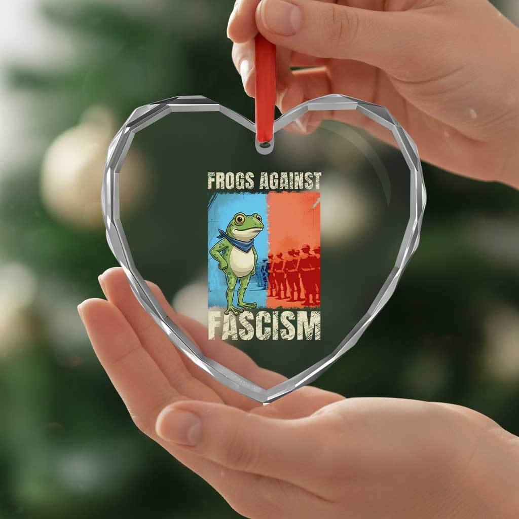Frogs Against Fascism Heart Crystal Glass Ornament Portland Protest Vintage Meme Gift TS12 Print Your Wear