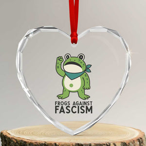 Frogs Against Fascism Heart Crystal Glass Ornament Portland Resist Protest Antifascist TS02 Transparent Glass 3'' Heart Print Your Wear