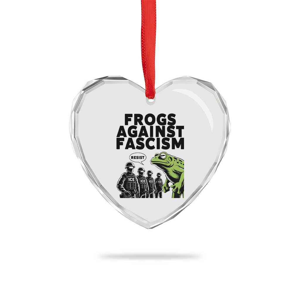 Frogs Against Fascism Heart Crystal Glass Ornament Resist 2025 Free Portland Protest TS02 Print Your Wear