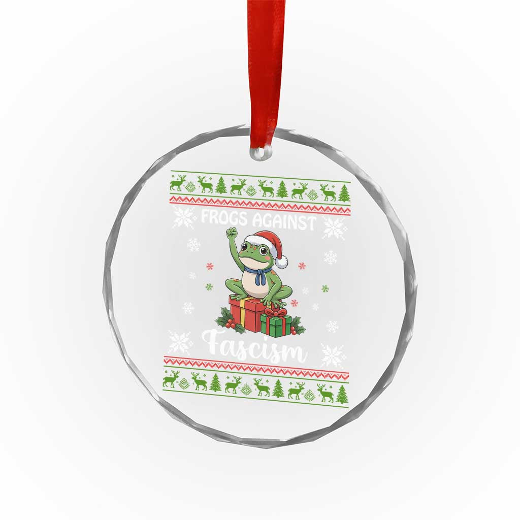 Frogs Against Fascism Ugly Sweater Crystal Glass Ornament Funny Portland Christmas Frog Gift TS12 Print Your Wear