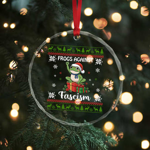 Frogs Against Fascism Ugly Sweater Crystal Glass Ornament Funny Portland Christmas Frog Gift TS12 Print Your Wear