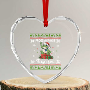 Frogs Against Fascism Ugly Sweater Heart Crystal Glass Ornament Funny Portland Christmas Frog Gift TS12 Transparent Glass 3'' Heart Print Your Wear