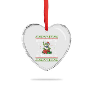 Frogs Against Fascism Ugly Sweater Heart Crystal Glass Ornament Funny Portland Christmas Frog Gift TS12 Print Your Wear