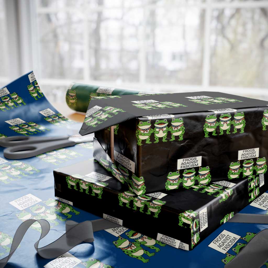 Frogs Against Fascism Wrapping Paper Roll Funny Portland Meme Humor Gift TS12 Black Print Your Wear