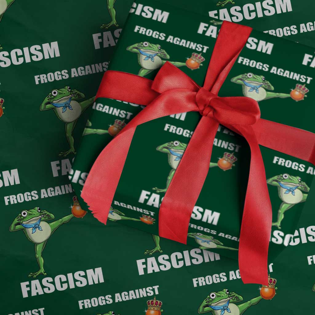 Frogs Against Fascism Wrapping Paper Roll No Fascist No Kings Funny Portland Frog Protest TS02 Green Print Your Wear