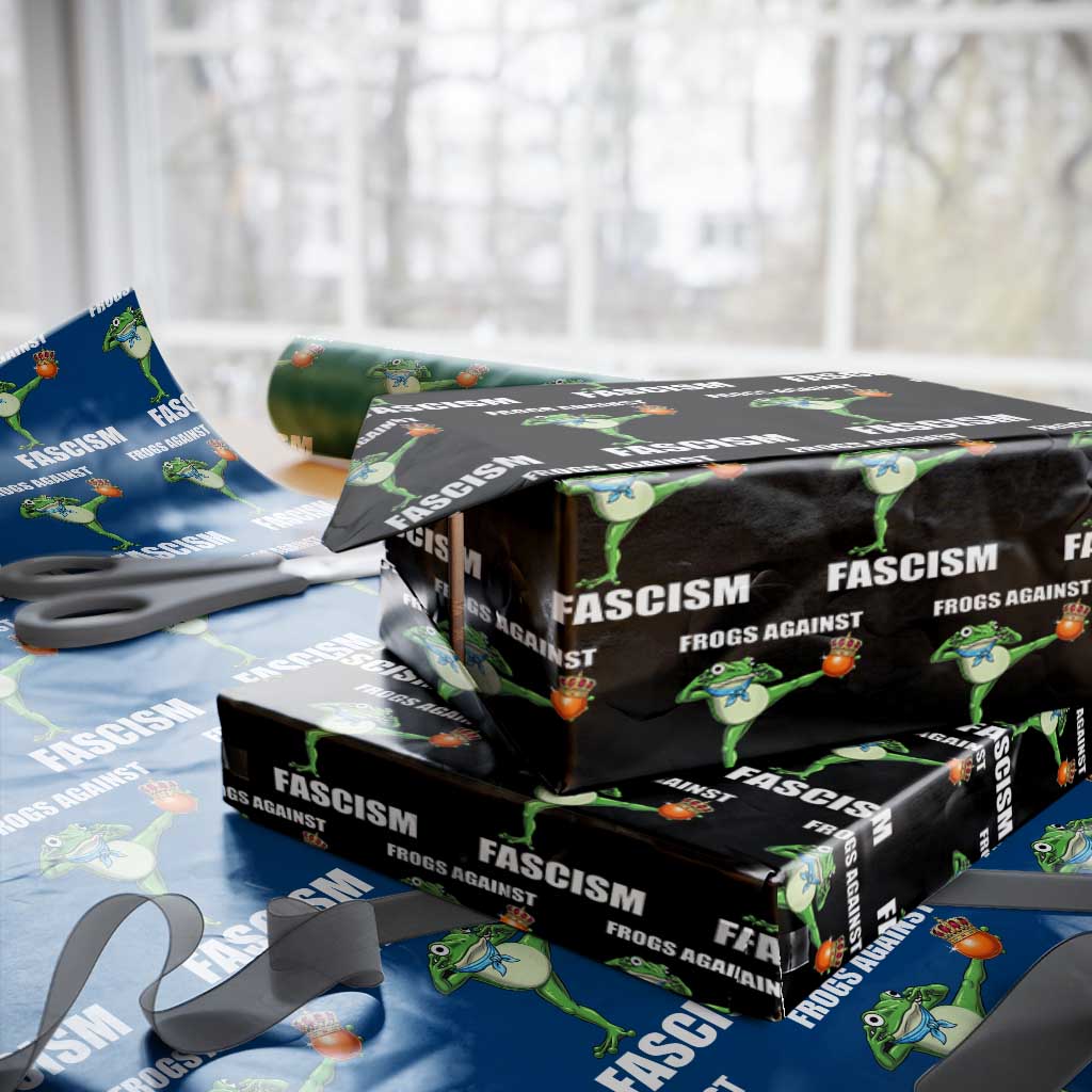 Frogs Against Fascism Wrapping Paper Roll No Fascist No Kings Funny Portland Frog Protest TS02 Black Print Your Wear
