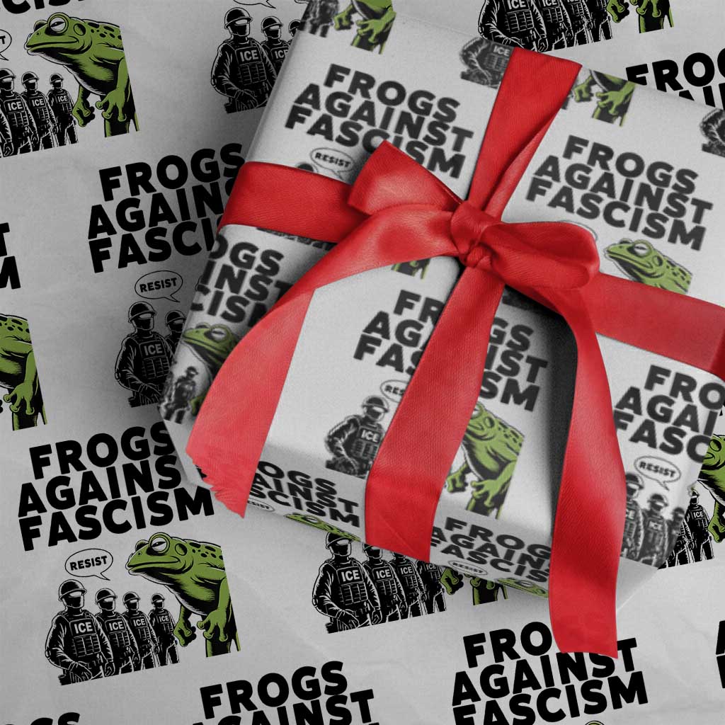 Frogs Against Fascism Wrapping Paper Roll Resist 2025 Free Portland Protest TS02 White Print Your Wear