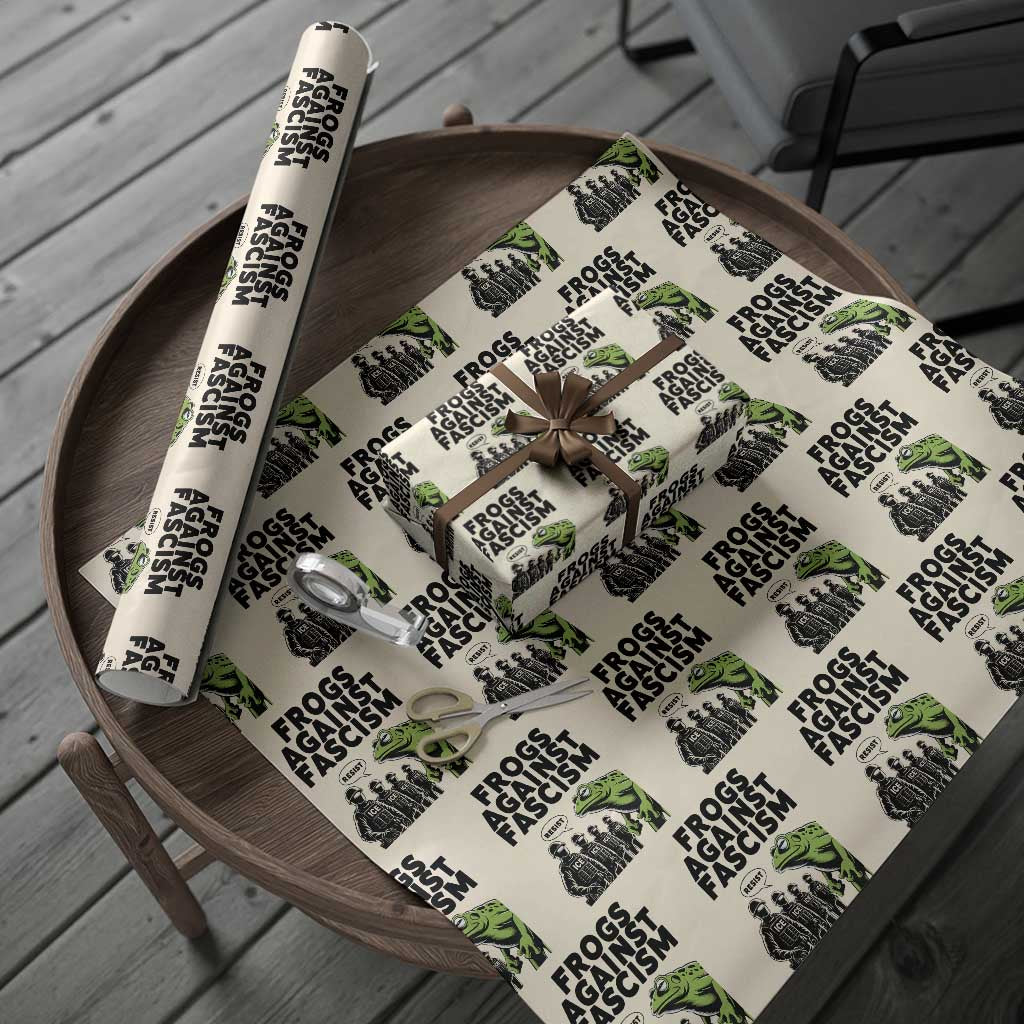 Frogs Against Fascism Wrapping Paper Roll Resist 2025 Free Portland Protest TS02 Beige Print Your Wear