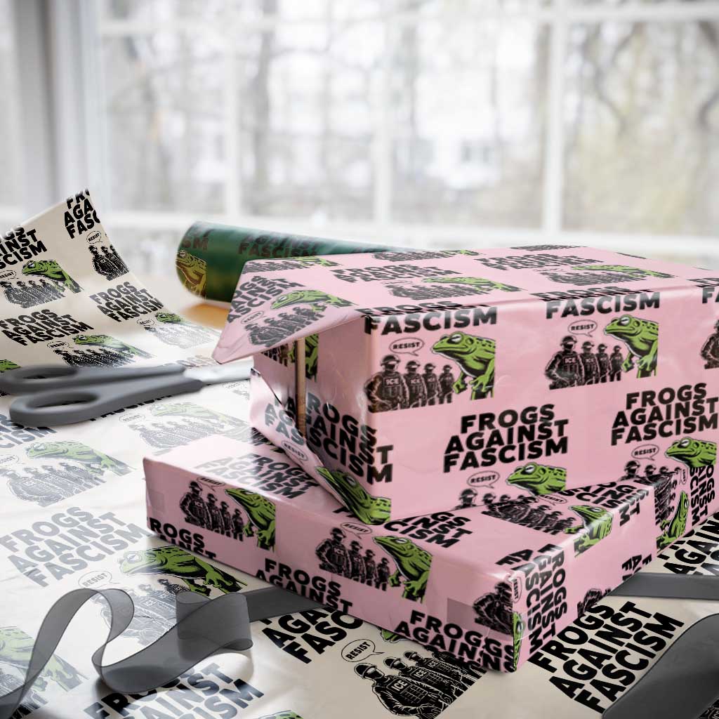 Frogs Against Fascism Wrapping Paper Roll Resist 2025 Free Portland Protest TS02 Light Pink Print Your Wear