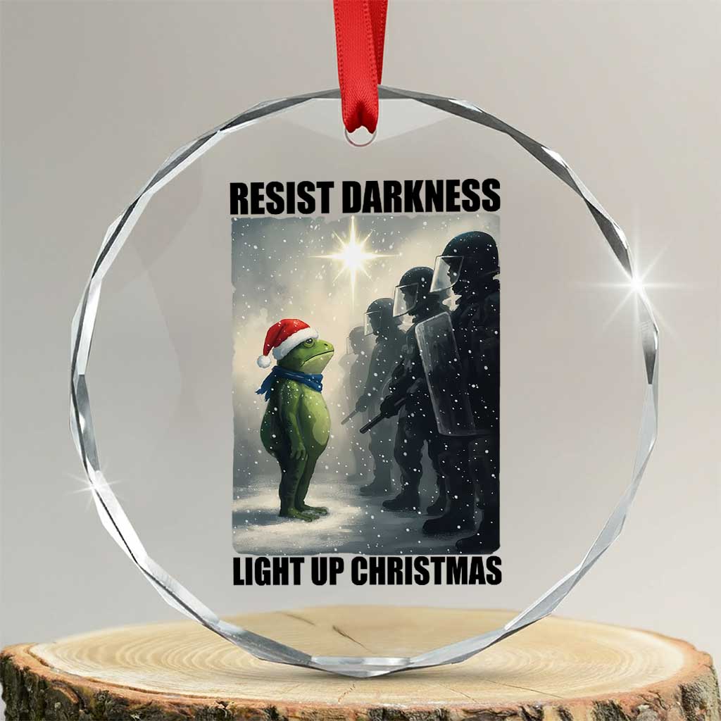 Frogs Resist Christmas Crystal Glass Ornament Funny Portland Protest ICE Activist Meme - Print Your Wear
