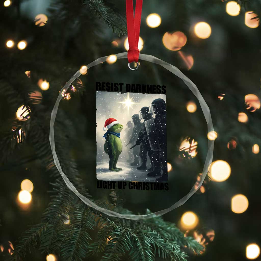 Frogs Resist Christmas Crystal Glass Ornament Funny Portland Protest ICE Activist Meme TS14 Print Your Wear