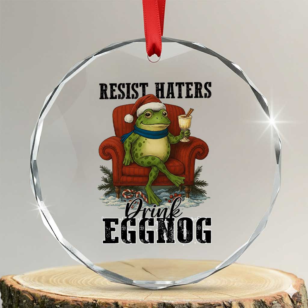 Frogs Resist Christmas Crystal Glass Ornament Portland Frog Activist America Political 2025 TS14 Transparent Glass 3'' Circle Print Your Wear