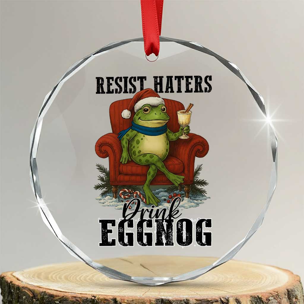 Frogs Resist Christmas Crystal Glass Ornament Portland Frog Activist America Political 2025 TS14 Transparent Glass 3'' Circle Print Your Wear