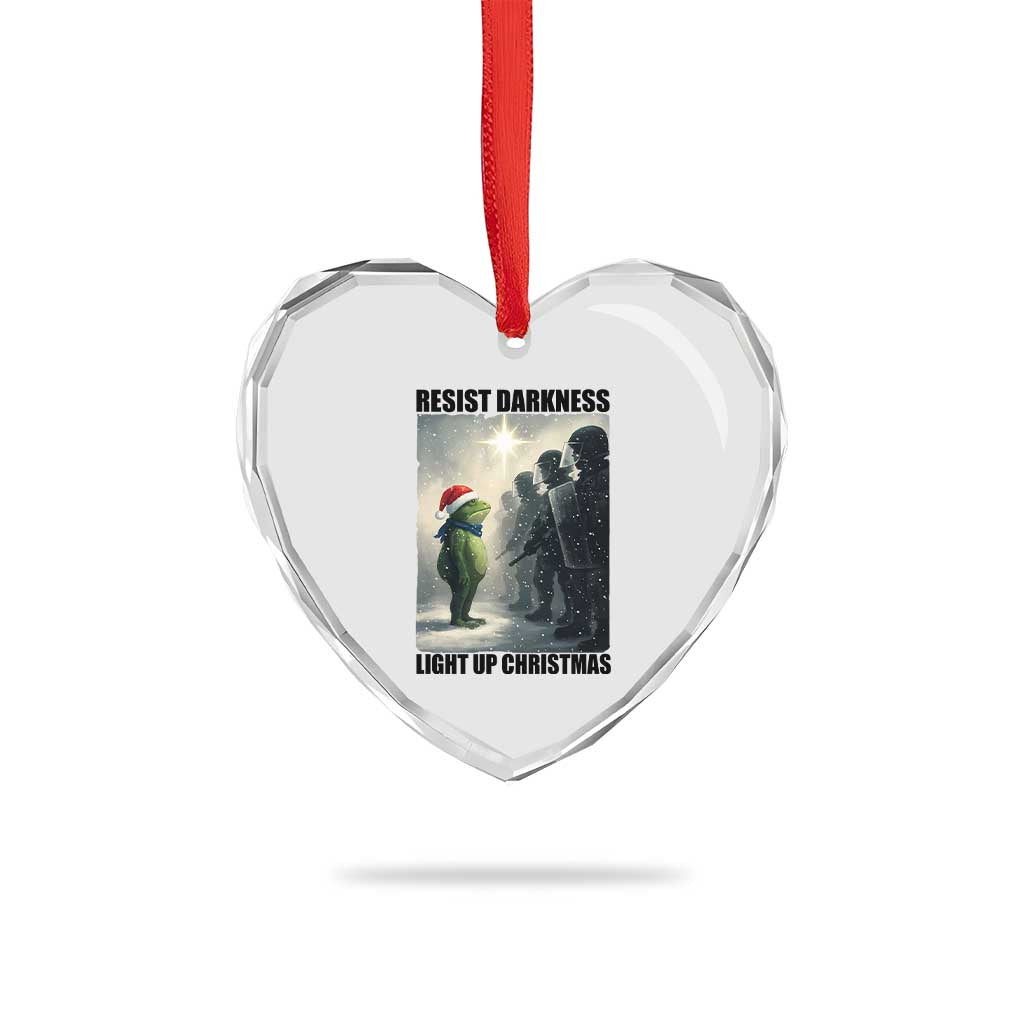 Frogs Resist Christmas Heart Crystal Glass Ornament Funny Portland Protest ICE Activist Meme TS14 Print Your Wear