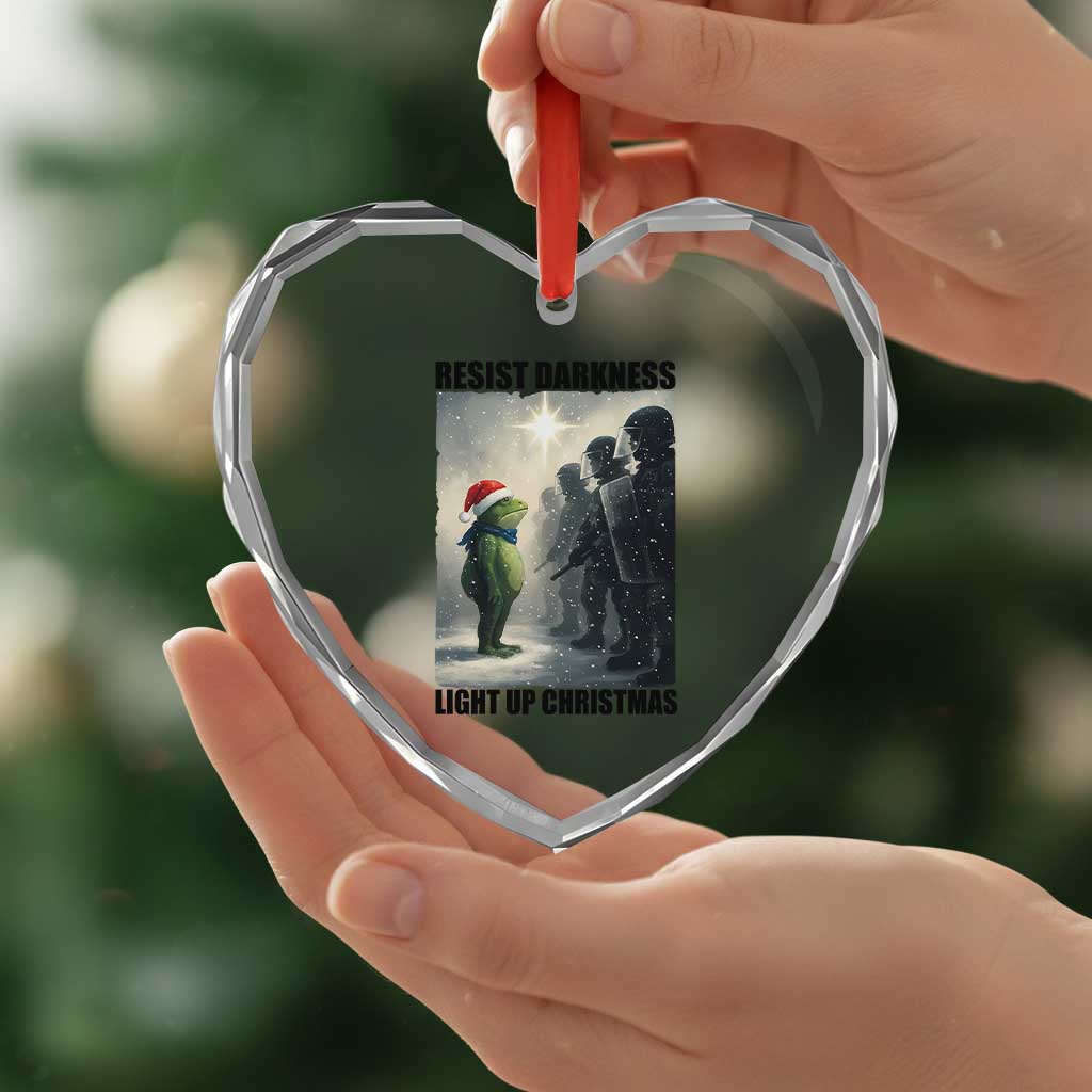 Frogs Resist Christmas Heart Crystal Glass Ornament Funny Portland Protest ICE Activist Meme TS14 Print Your Wear