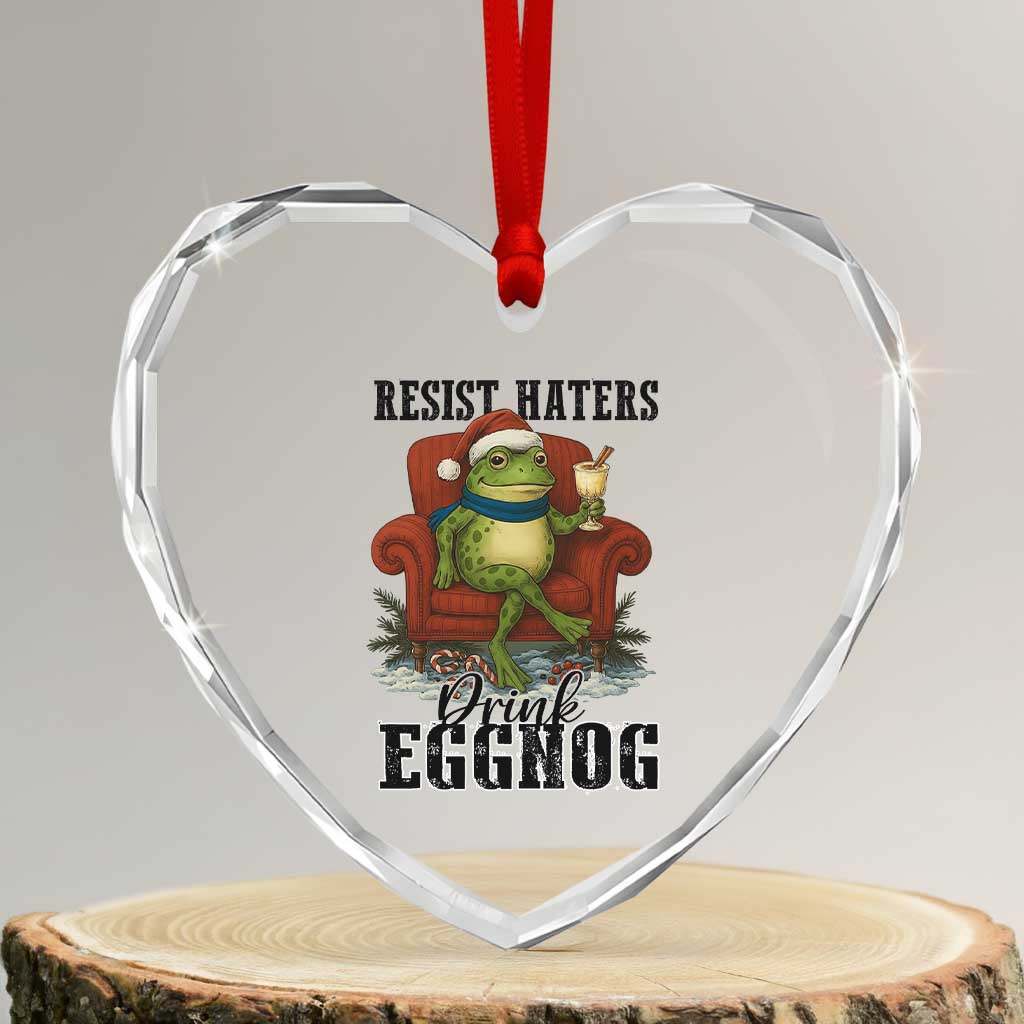 Frogs Resist Christmas Heart Crystal Glass Ornament Portland Frog Activist America Political 2025 TS14 Transparent Glass 3'' Heart Print Your Wear