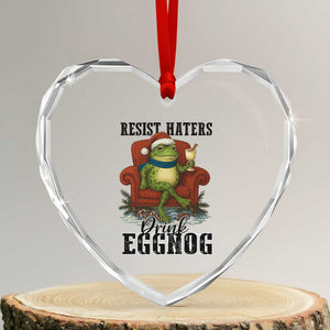 Frogs Resist Christmas Heart Crystal Glass Ornament Portland Frog Activist America Political 2025 TS14 Transparent Glass 3'' Heart Print Your Wear