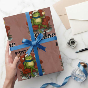 Frogs Resist Xmas Wrapping Paper Roll Portland Frog Activist America Political 2025 TS14 Mocha Print Your Wear