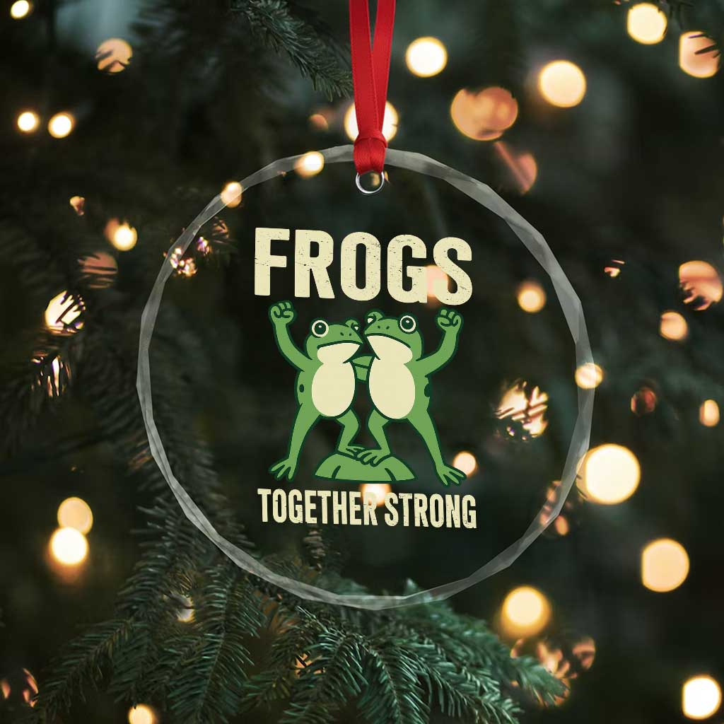 Frogs Together Strong Crystal Glass Ornament Portland Frog Protest United We Ribbit TS02 Print Your Wear