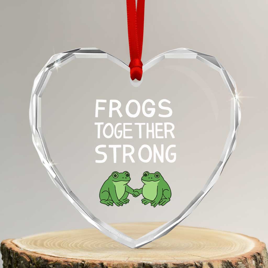 Frogs Together Strong Heart Crystal Glass Ornament Free Portland Oregon Unity Meme TS02 Transparent Glass 3'' Heart Print Your Wear