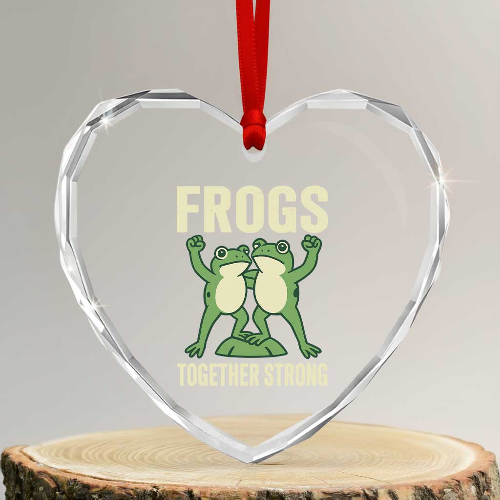 Frogs Together Strong Heart Crystal Glass Ornament Portland Frog Protest United We Ribbit TS02 Transparent Glass 3'' Heart Print Your Wear