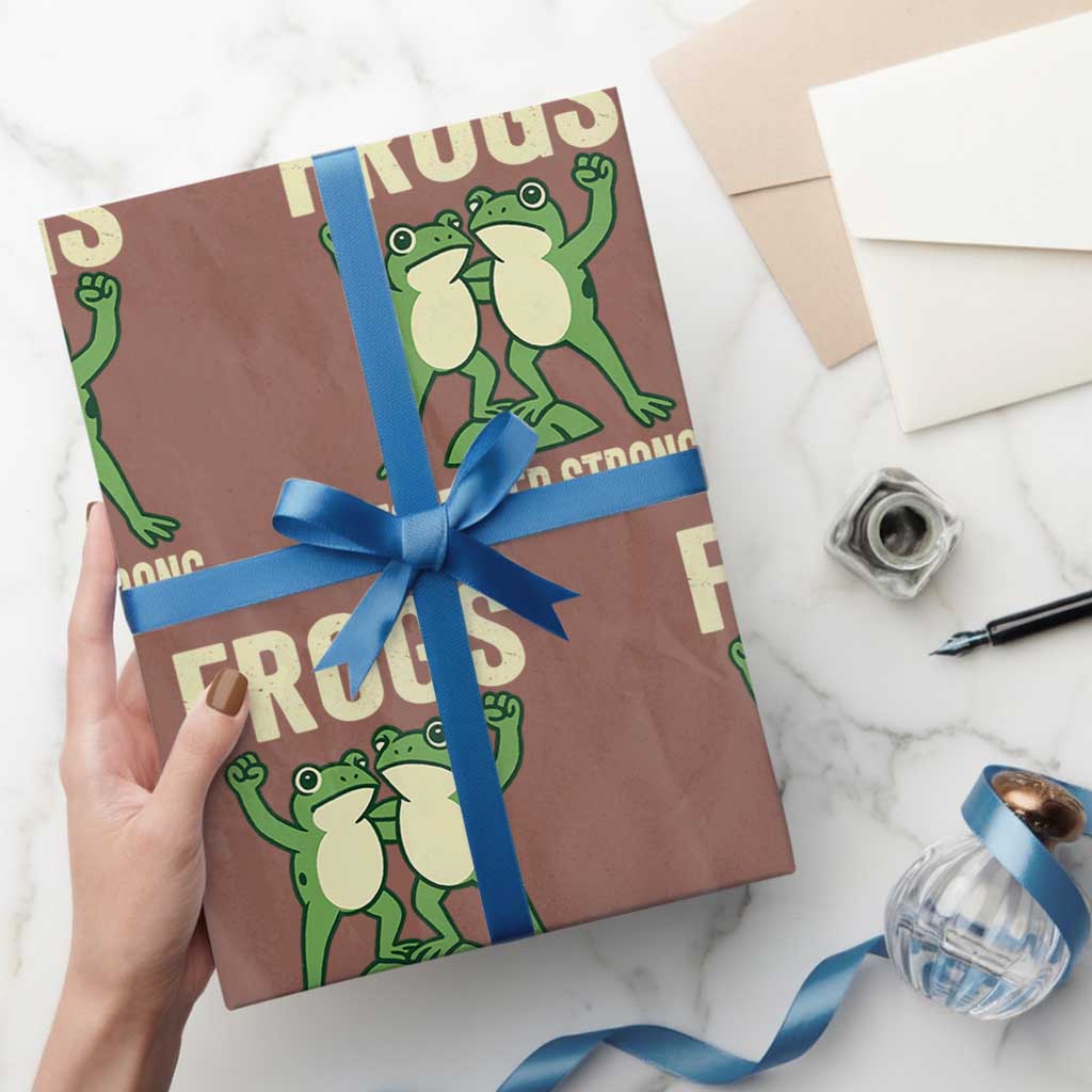 Frogs Together Strong Wrapping Paper Roll Portland Frog Protest United We Ribbit TS02 Mocha Print Your Wear