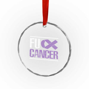 Fuck Cancer Crystal Glass Ornament Funny National Cancer Prevention Month Lavender Ribbon TS11 Print Your Wear