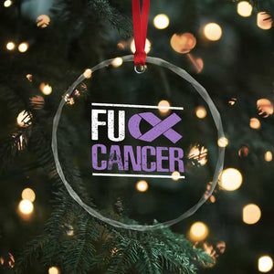 Fuck Cancer Crystal Glass Ornament Funny National Cancer Prevention Month Lavender Ribbon TS11 Print Your Wear