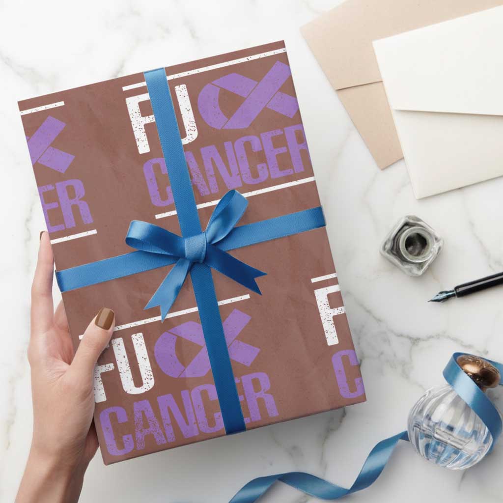 Fuck Cancer Wrapping Paper Roll Funny National Cancer Prevention Month Lavender Ribbon TS11 Mocha Print Your Wear