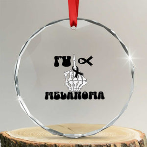 Fuck Melanoma Awareness Crystal Glass Ornament Skeleton Hand Ribbon Warrior Gift TS12 Transparent Glass 3'' Circle Print Your Wear