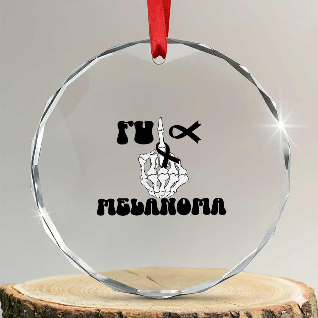 Fuck Melanoma Awareness Crystal Glass Ornament Skeleton Hand Ribbon Warrior Gift TS12 Transparent Glass 3'' Circle Print Your Wear