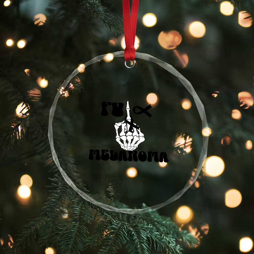 Fuck Melanoma Awareness Crystal Glass Ornament Skeleton Hand Ribbon Warrior Gift TS12 Print Your Wear