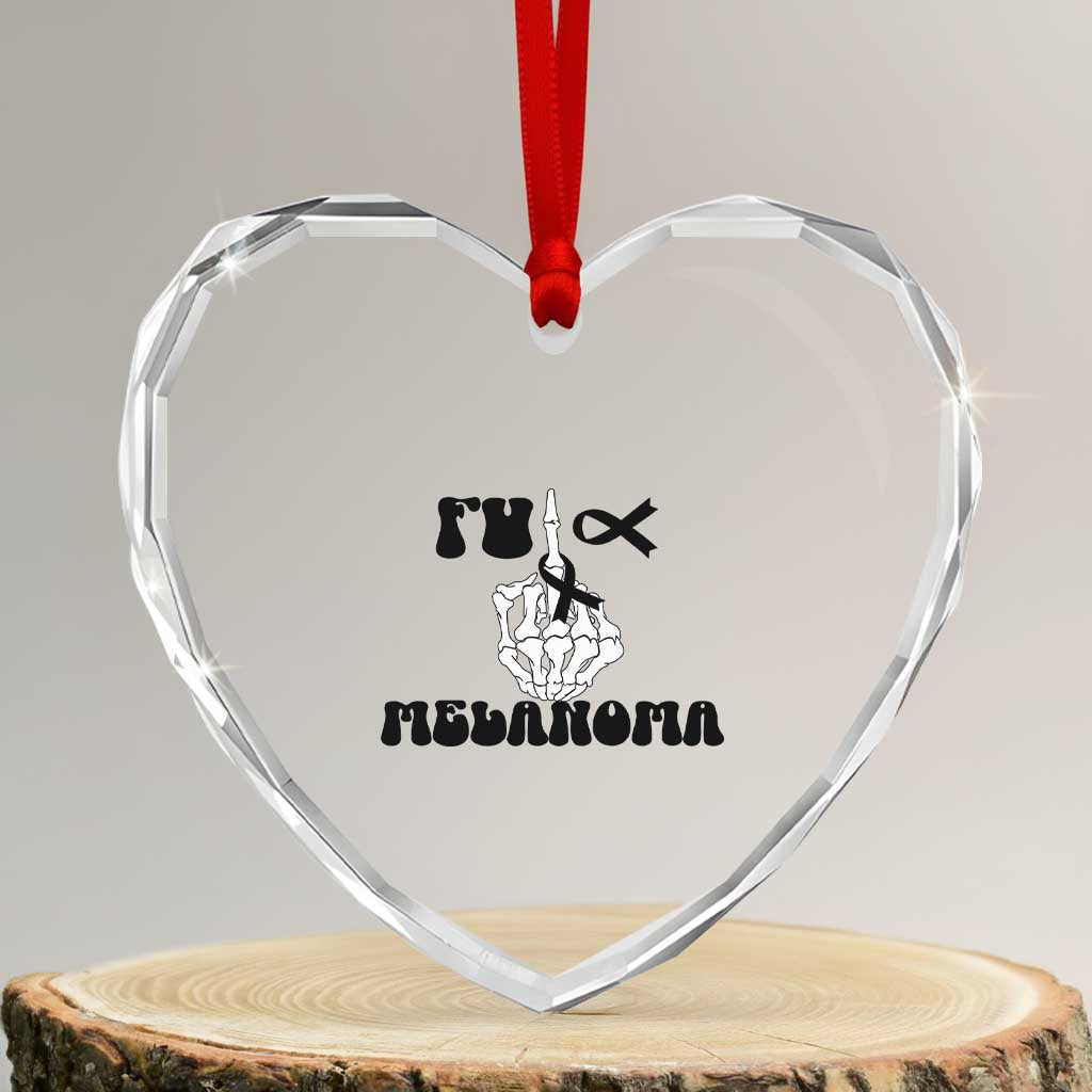 Fuck Melanoma Awareness Heart Crystal Glass Ornament Skeleton Hand Ribbon Warrior Gift TS12 Transparent Glass 3'' Heart Print Your Wear